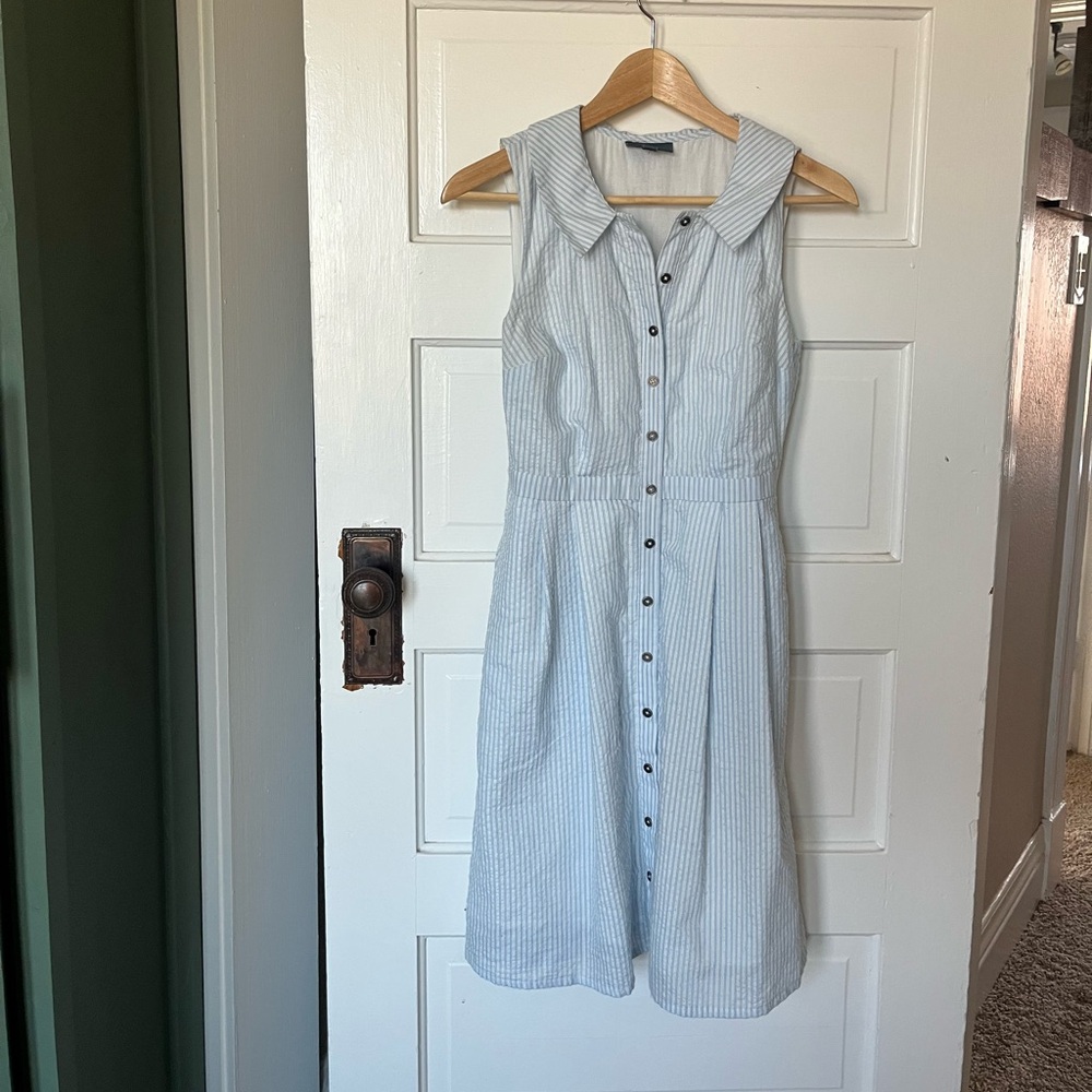 Striped Sleeveless Button-Down Dress